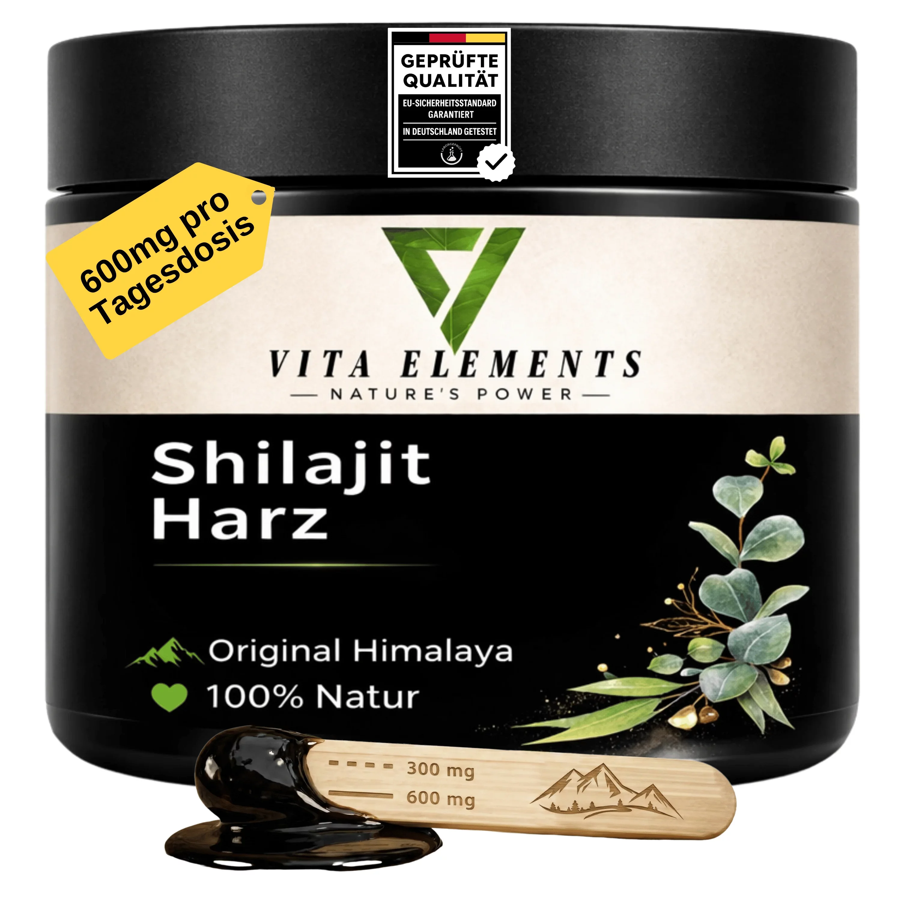 Résine de Shilajit pure de l'Himalaya, pot de 50 g